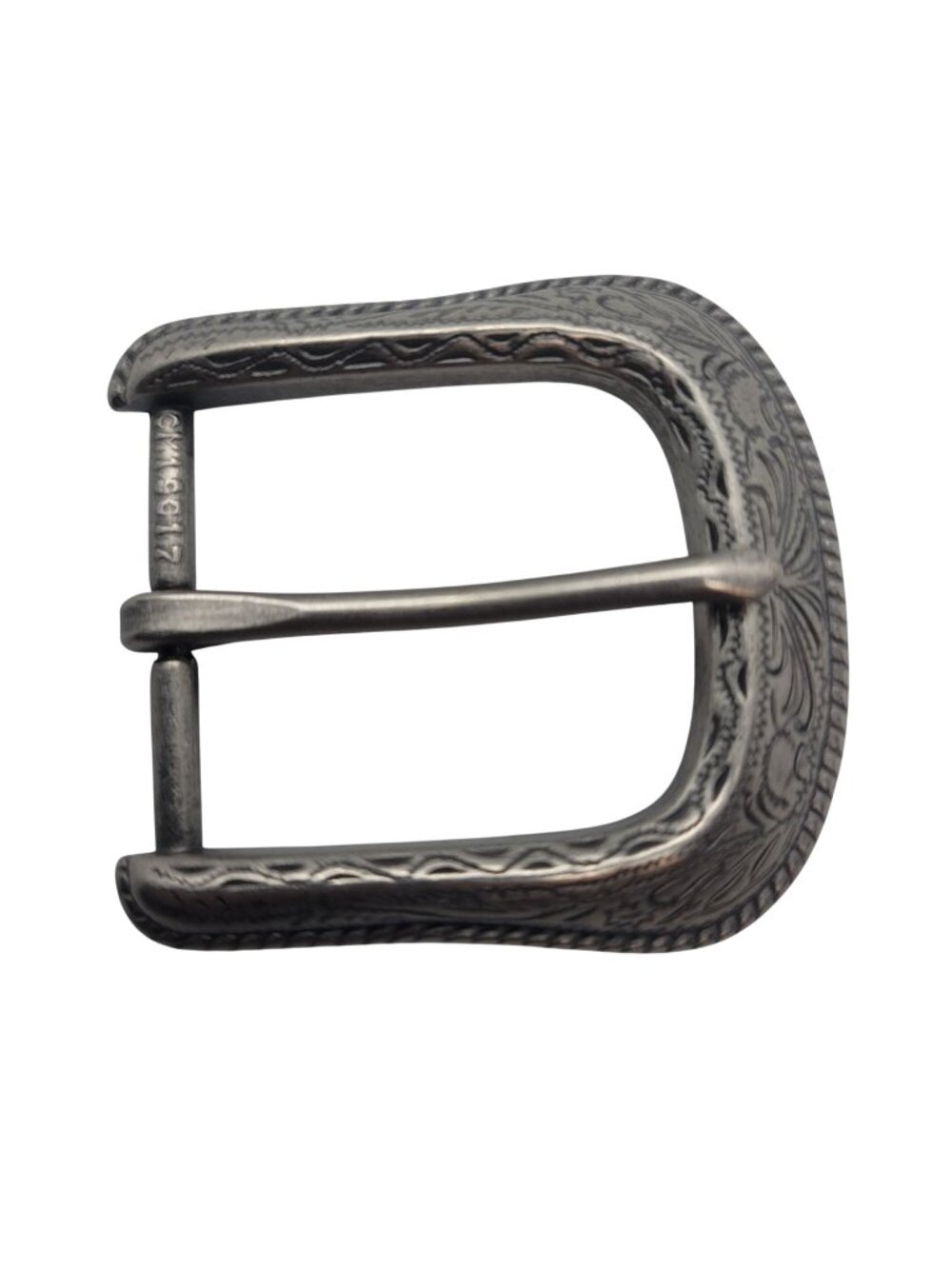 Western Style Metal Belt Buckle With Engraved Floral Design Vintage